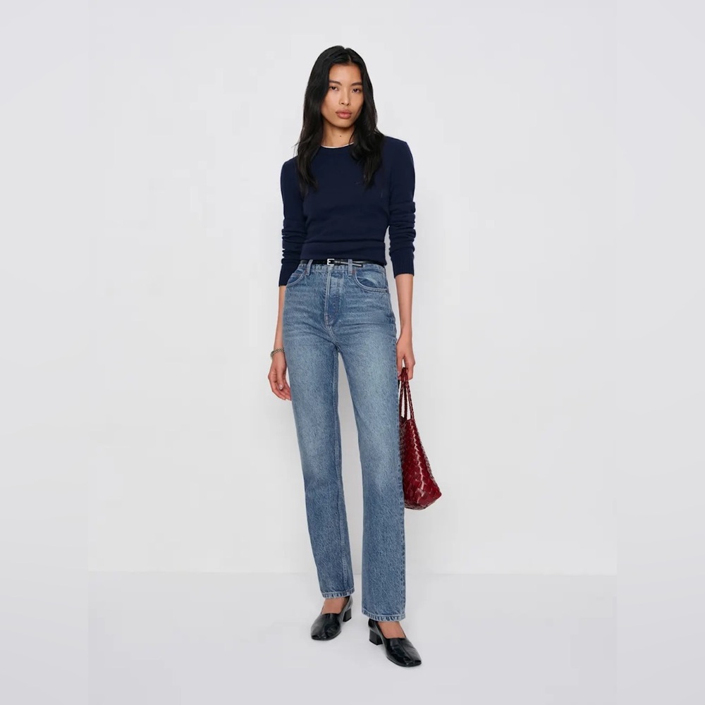 Reformation Straight-Leg Jeans in Medium Blue